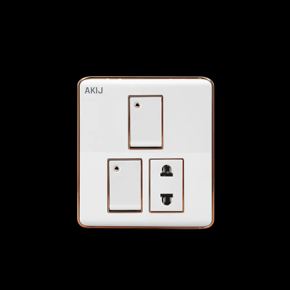 Akij Delight 2Gang +2Pin Socket With Shutter
