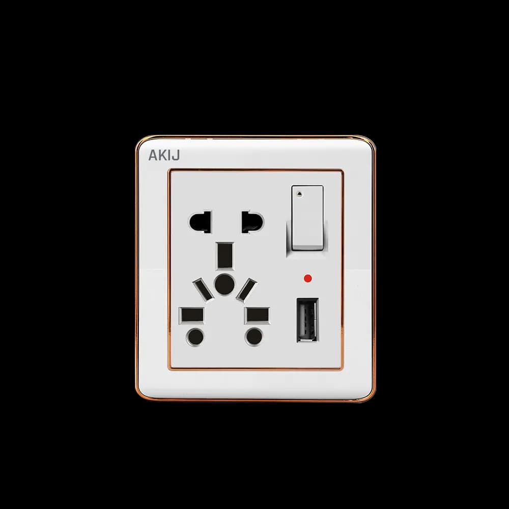 Akij Delight Combination Socket With USB,16A