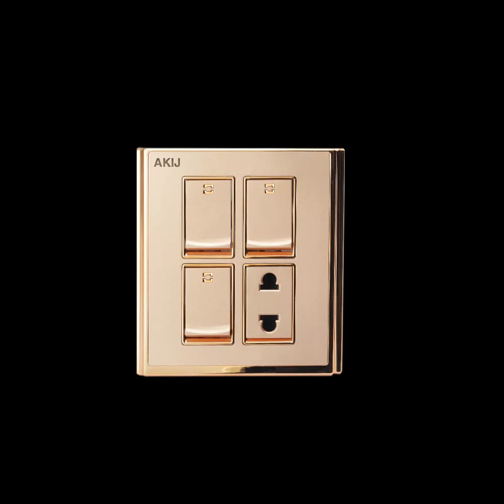 Akij Innova 3Gang+2Pin Socket With Shutter