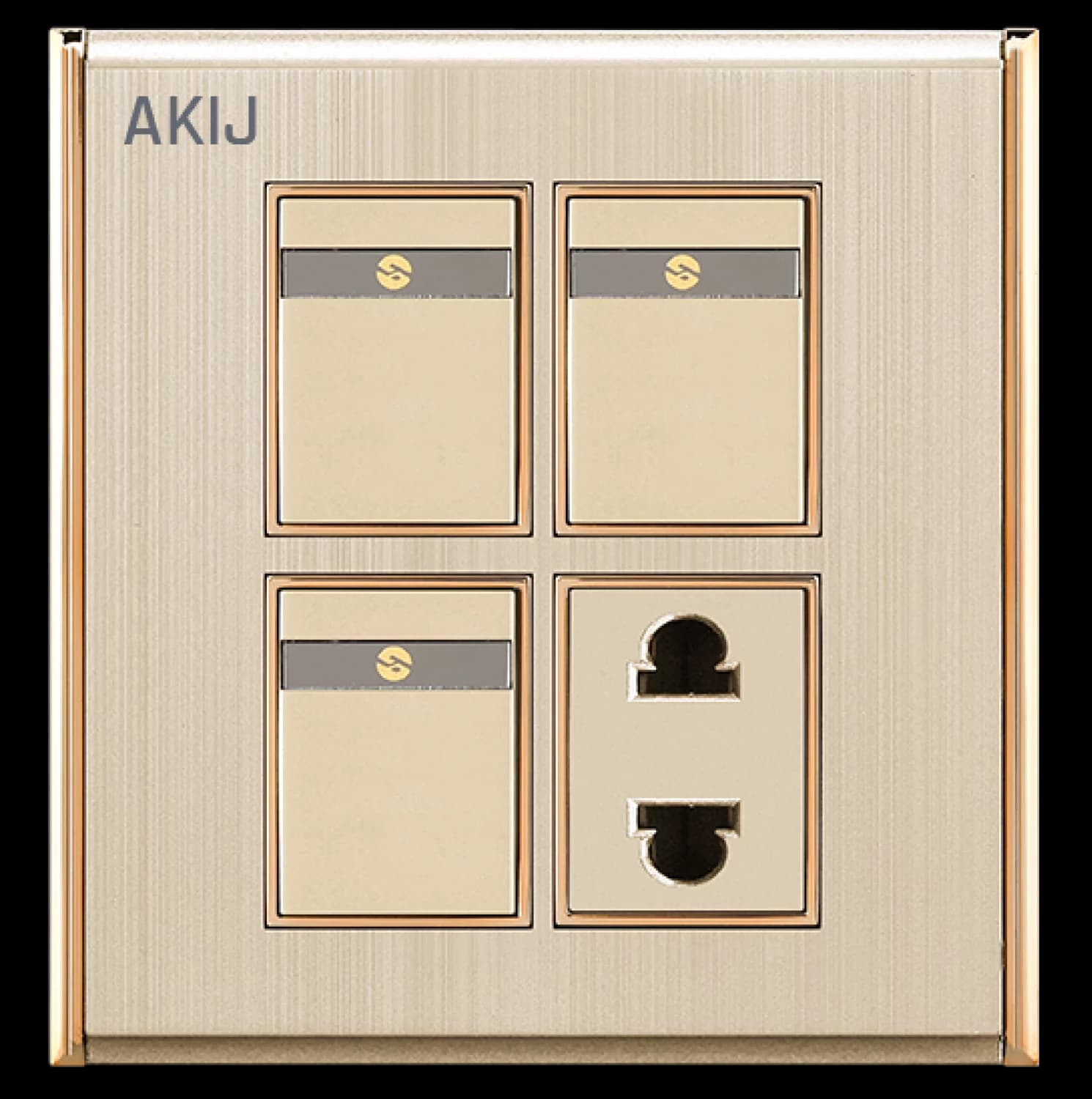Akij Aura 3Gang+2Pin Socket With Shutter
