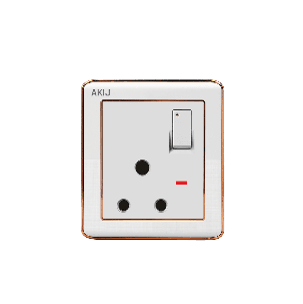 Akij Delight 3 Pin Round Socket With Switch,15A