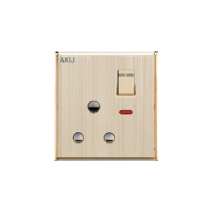 Akij Aura 3 Pin Round Socket With Switch,15A